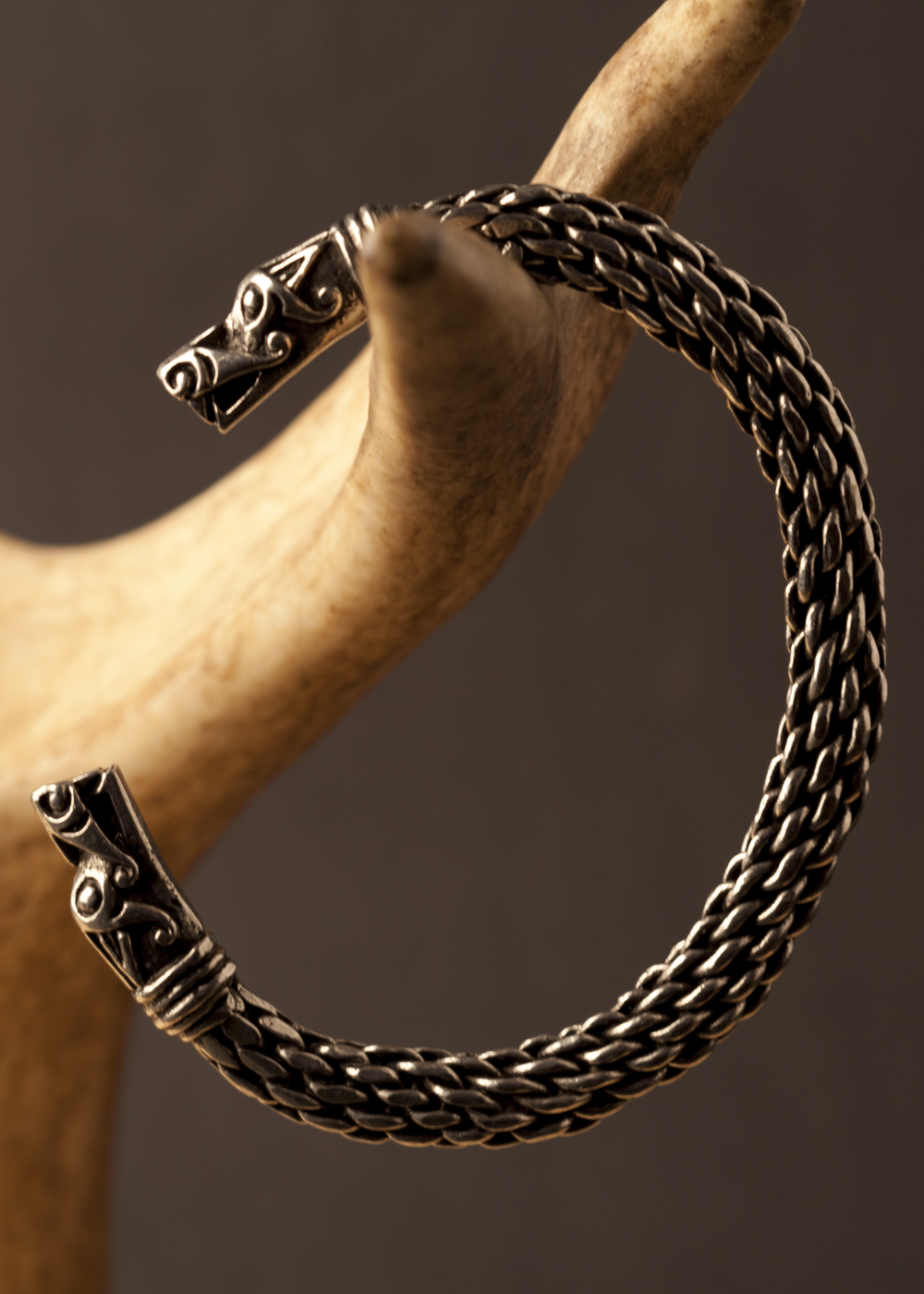 Large Pewter Viking Dragon Bracelet