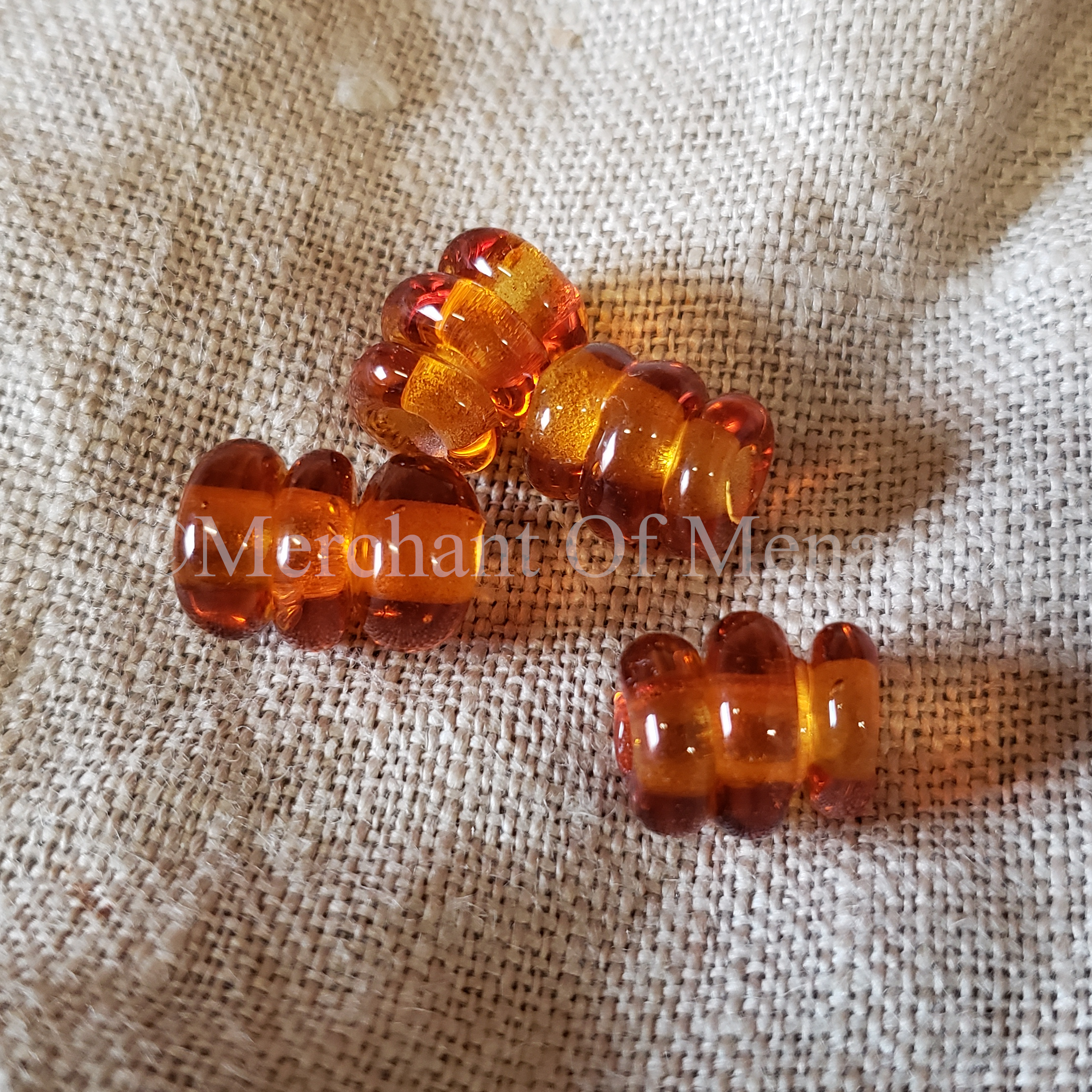 Amber (glass) Three Segment bead 600-850 AD