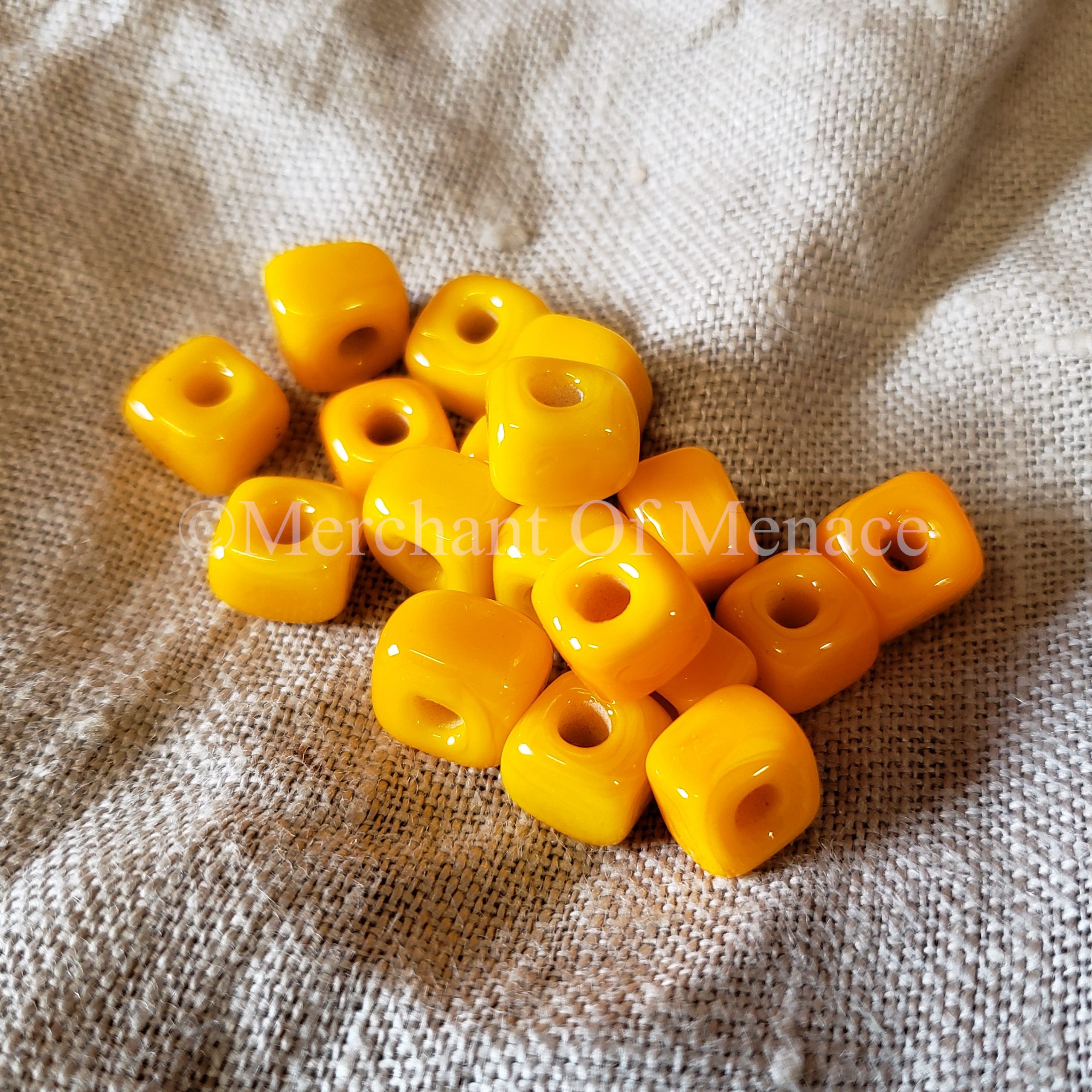 Yellow Cube bead 800-900 AD